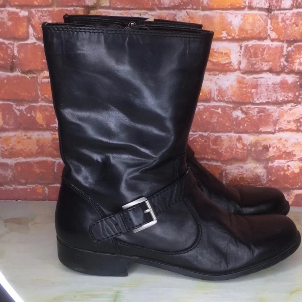 BANDOLINO Black Mid- Calf Moto Boots